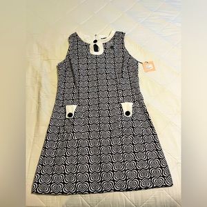 Unique Vintage - Smak Parlour Black & White Hypnotic Heart Mod Dress - XL/14